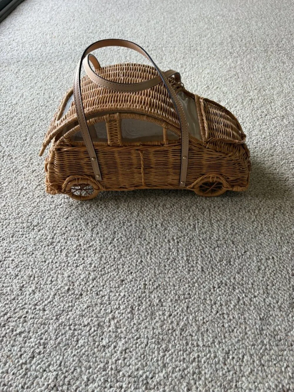 Kate Spade Vita Riva Wicker Car Bag Rare Novelty Designer Purse - Picture 4 of 10